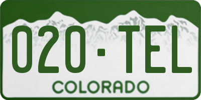 CO license plate 020TEL