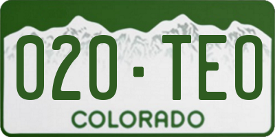 CO license plate 020TEO