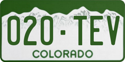 CO license plate 020TEV