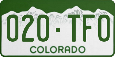 CO license plate 020TFO