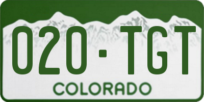 CO license plate 020TGT