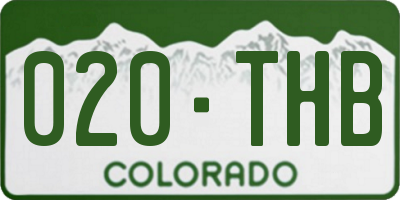 CO license plate 020THB