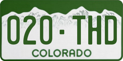 CO license plate 020THD