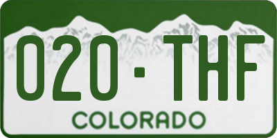 CO license plate 020THF