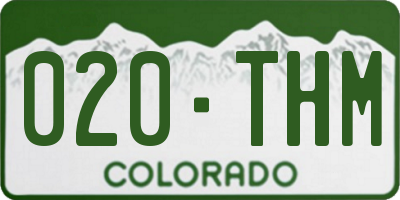 CO license plate 020THM