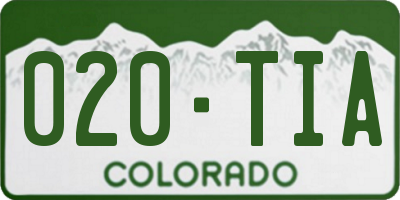 CO license plate 020TIA