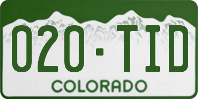 CO license plate 020TID