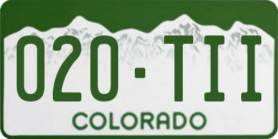 CO license plate 020TII