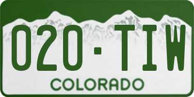 CO license plate 020TIW