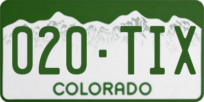 CO license plate 020TIX