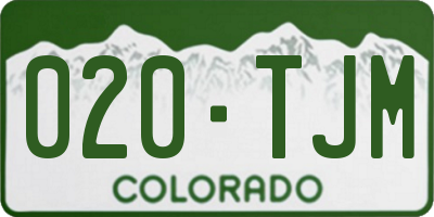 CO license plate 020TJM