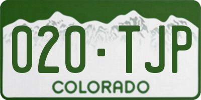 CO license plate 020TJP