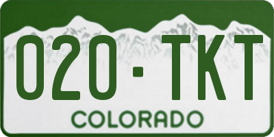 CO license plate 020TKT