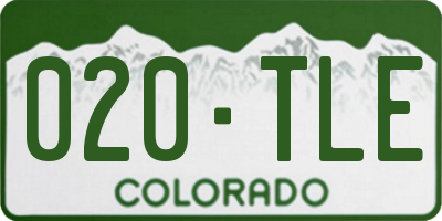 CO license plate 020TLE