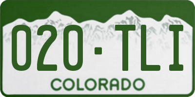 CO license plate 020TLI