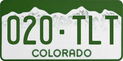 CO license plate 020TLT