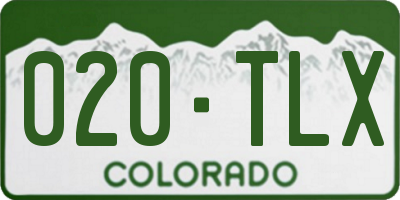 CO license plate 020TLX