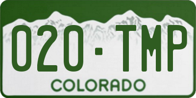 CO license plate 020TMP