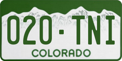 CO license plate 020TNI