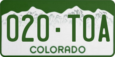 CO license plate 020TOA