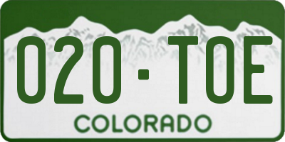 CO license plate 020TOE