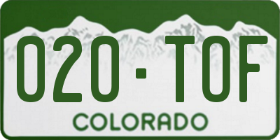 CO license plate 020TOF