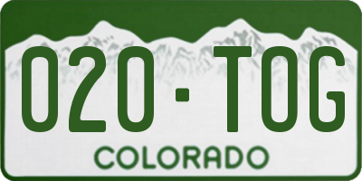 CO license plate 020TOG