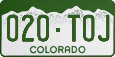 CO license plate 020TOJ