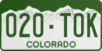 CO license plate 020TOK