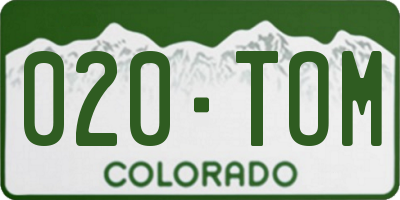 CO license plate 020TOM