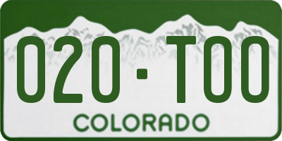 CO license plate 020TOO