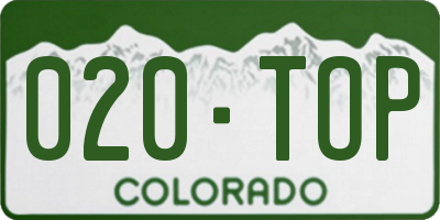 CO license plate 020TOP