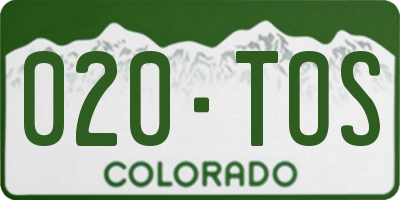 CO license plate 020TOS