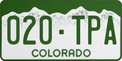 CO license plate 020TPA