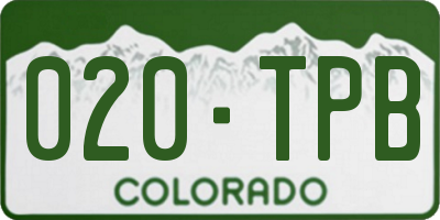 CO license plate 020TPB
