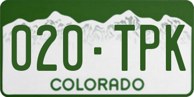 CO license plate 020TPK