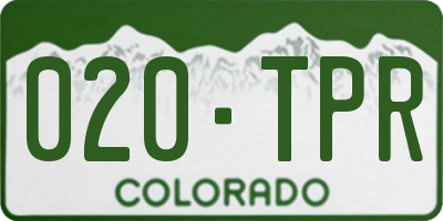 CO license plate 020TPR