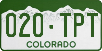 CO license plate 020TPT