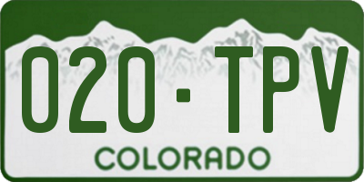 CO license plate 020TPV