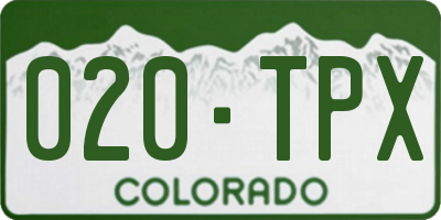 CO license plate 020TPX