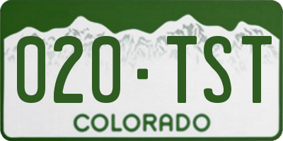 CO license plate 020TST
