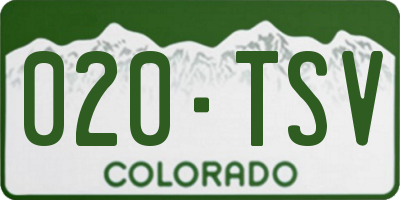 CO license plate 020TSV