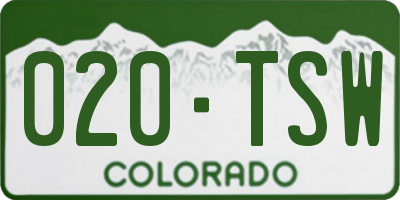 CO license plate 020TSW