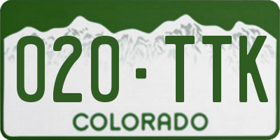 CO license plate 020TTK