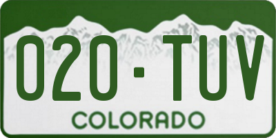CO license plate 020TUV