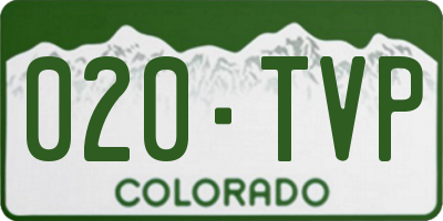 CO license plate 020TVP