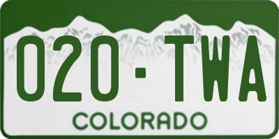 CO license plate 020TWA