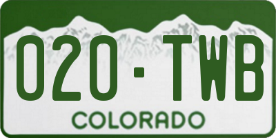 CO license plate 020TWB