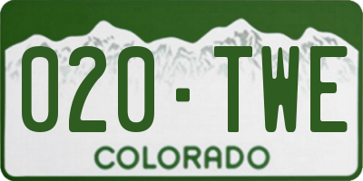 CO license plate 020TWE