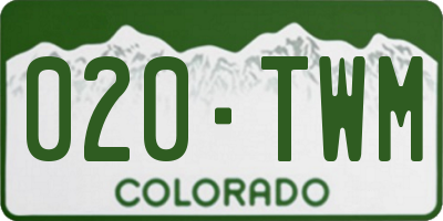 CO license plate 020TWM